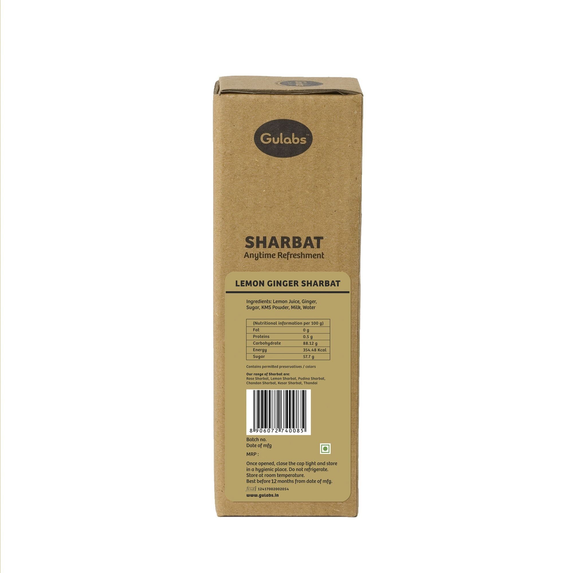 Gulabs Lemon Ginger Sharbat    Bottle  500 millilitre